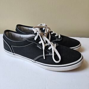 Vans Women's Atwood Canvas Shoes, Size 7.5 Black Low Lace Up Skate